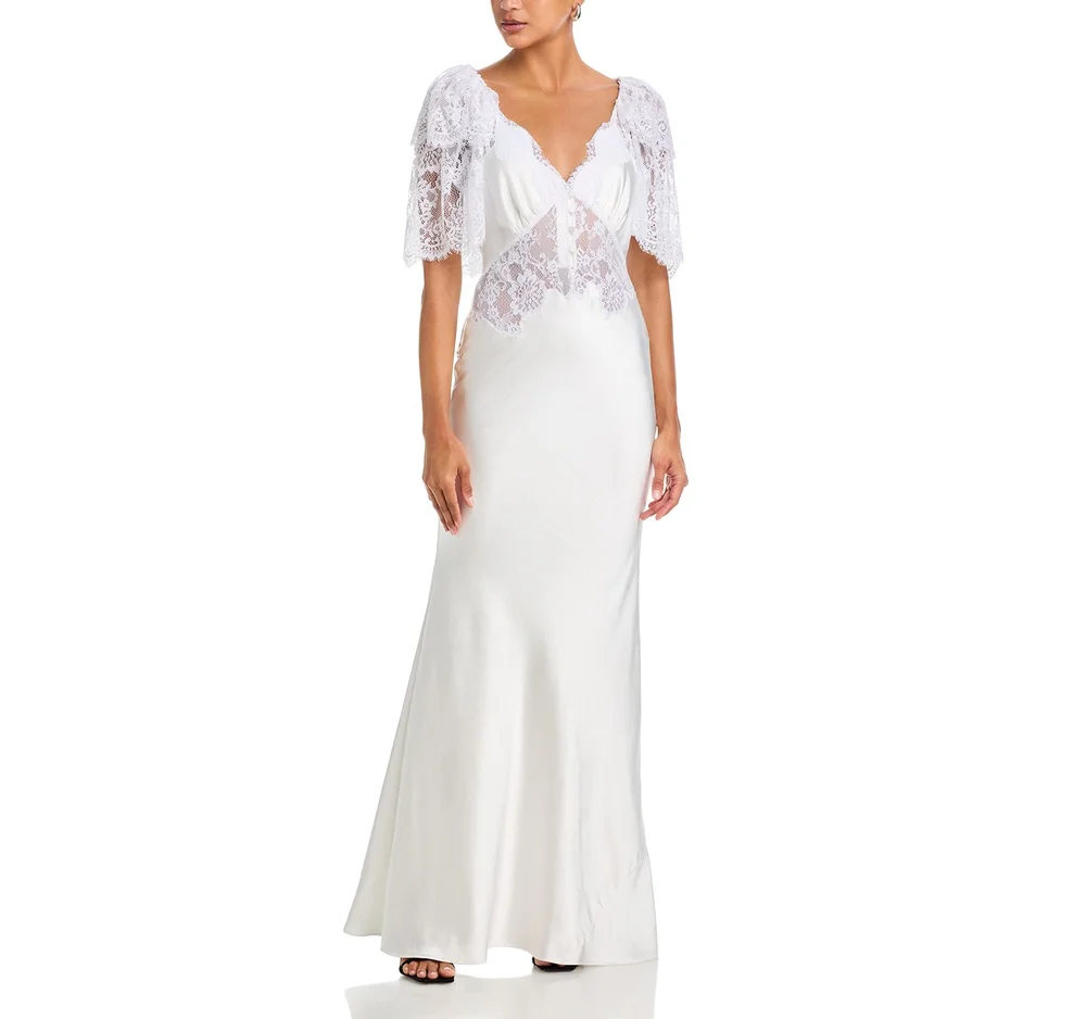 Fine Lace Satin Maxi Dress