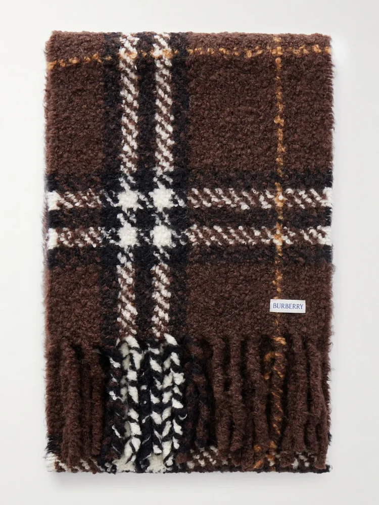 Fringe-detail alpaca and wool-blend bouclé scarf