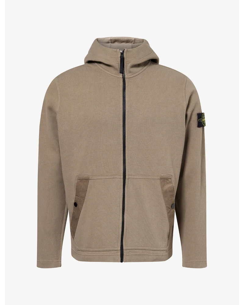 Compass-Badge Zip-Through Cotton Hoody
