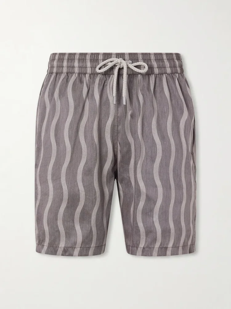 Rio Linen Blend Cabana Wave -Print Swim Short