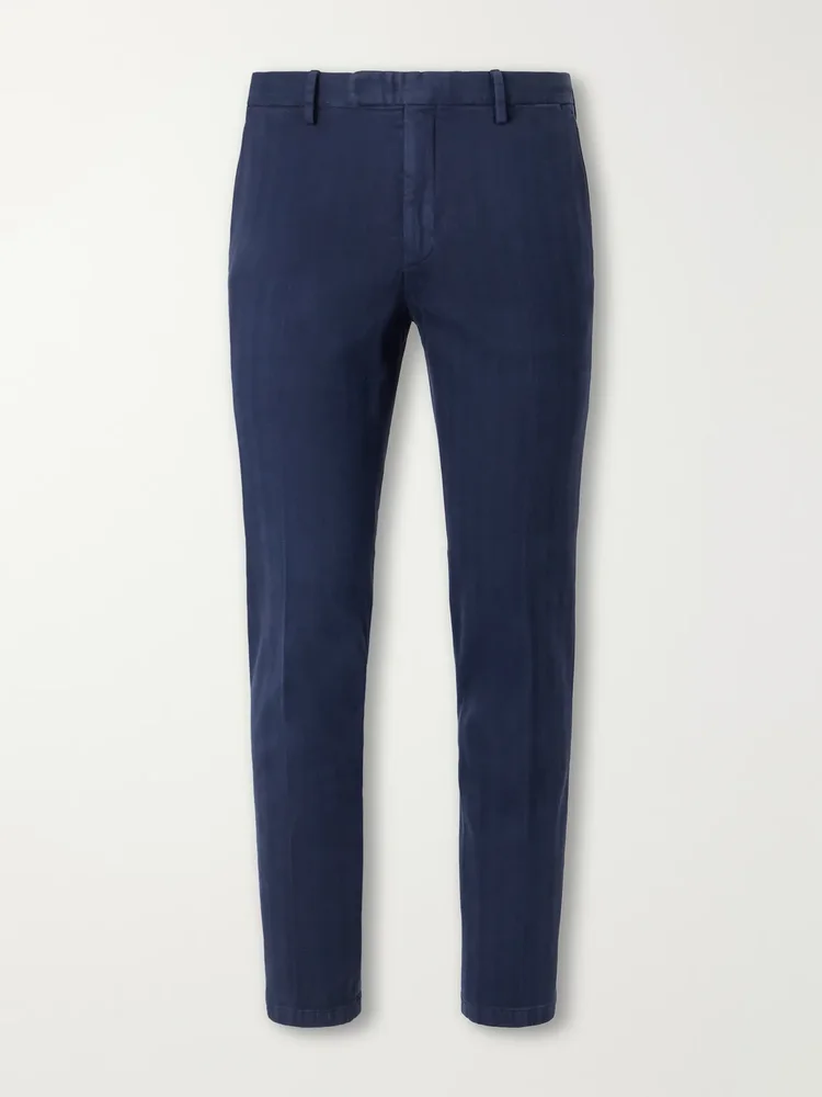 Straight-Leg Herringbone Cotton-Blend Twill Suit Trousers