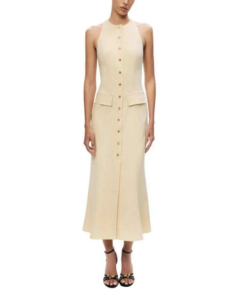Sleeveless Button-Front Midi Dress