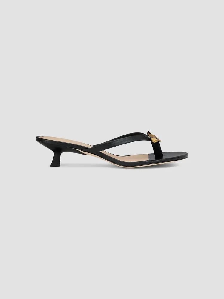 40MM Leather Kitten-Heel Sandals