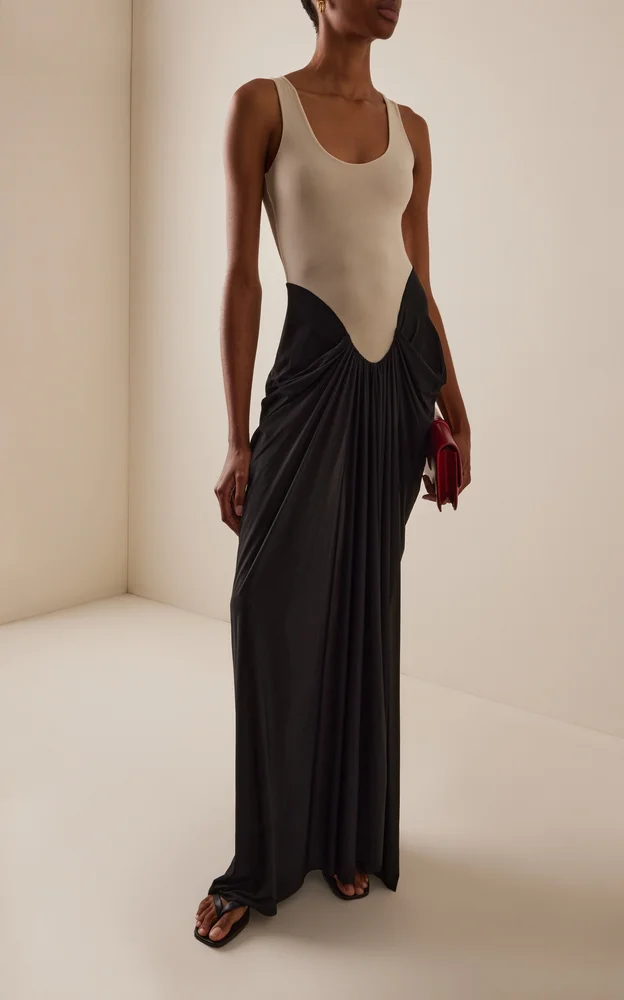 Aria Color-Blocked Jersey Maxi Dress