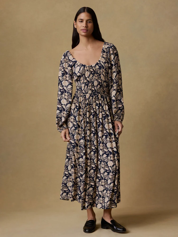 Long-Sleeve Sunseeker Dress, Avignon Floral Print