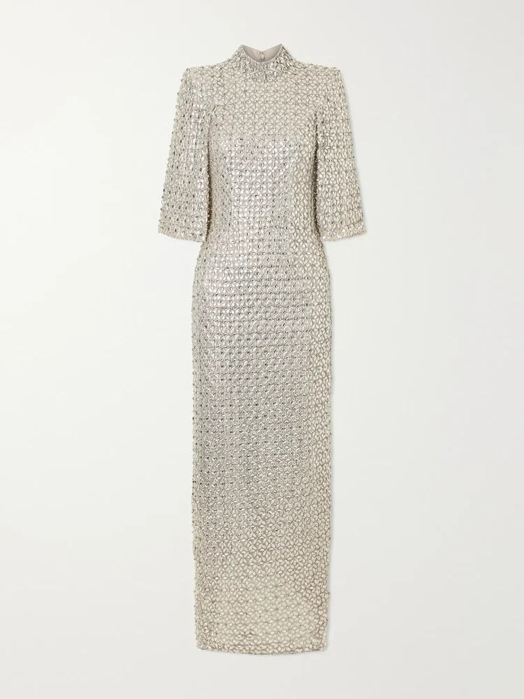 Sedona crystal-embellished sequined tulle gown