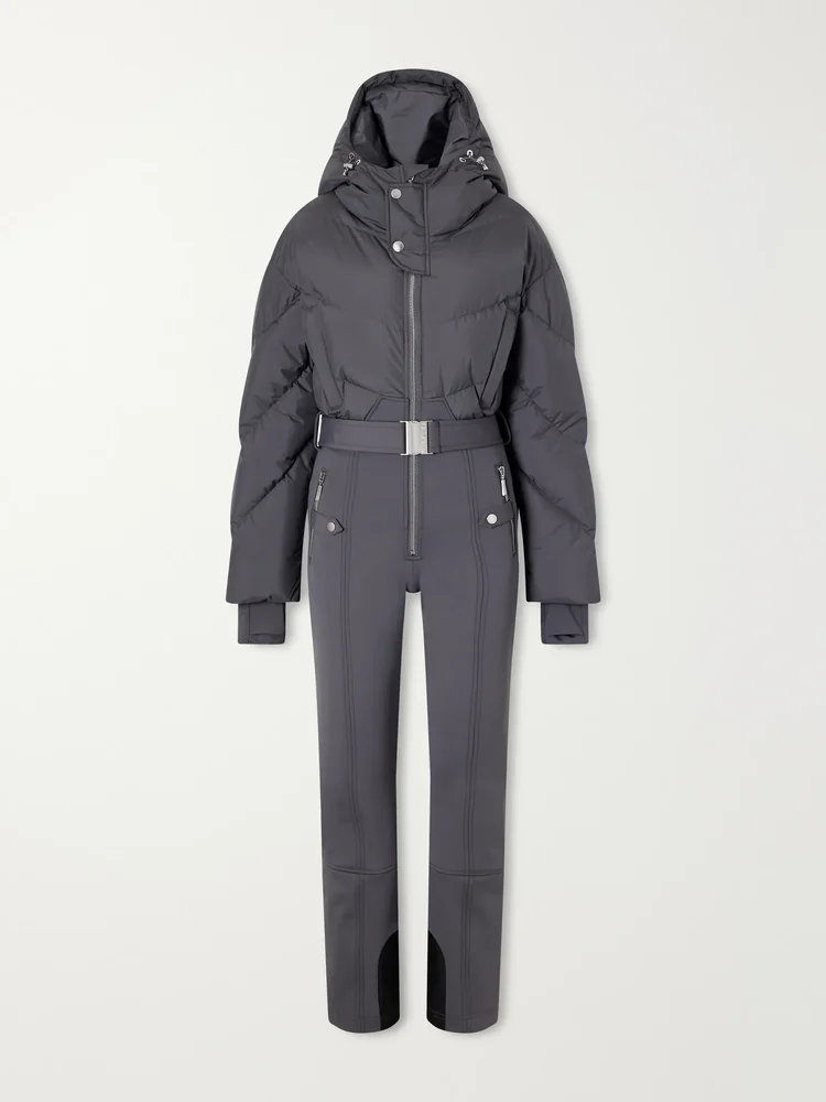 Ajax belted quilted down ski suit