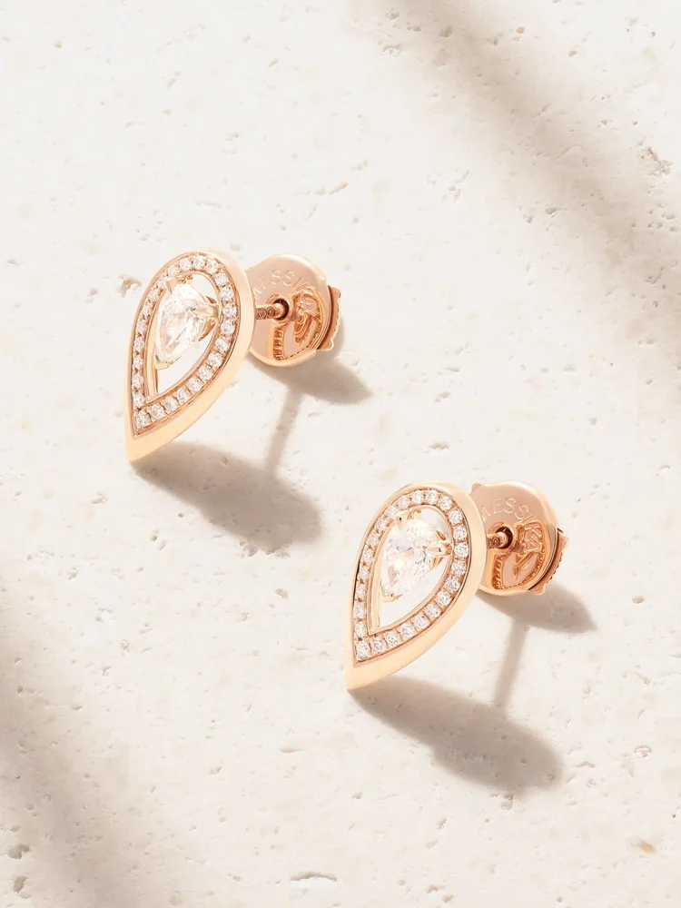 Firey 18-karat rose gold diamond earrings