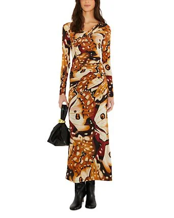 Borbofly Printed Long Sleeve Maxi Dress