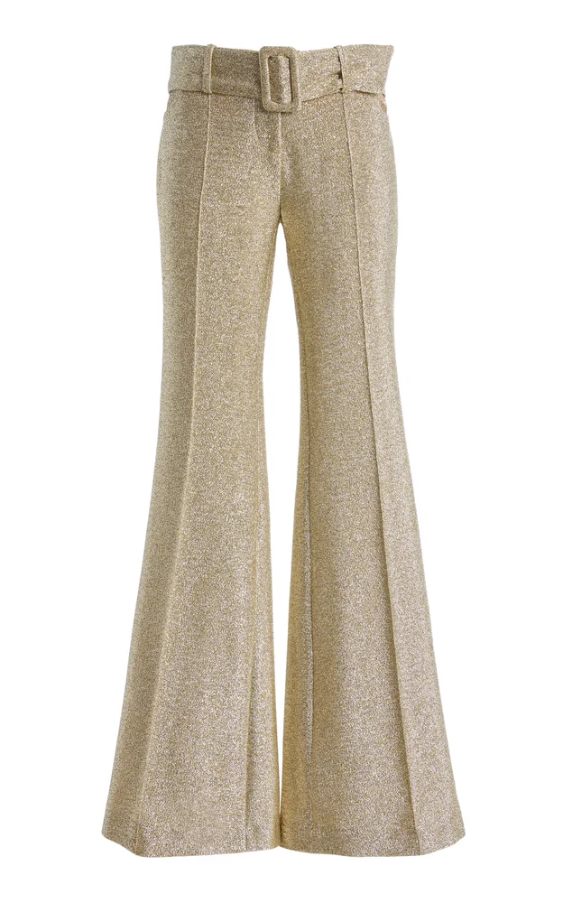 Clover Metallic Jersey Flared-Leg Pants