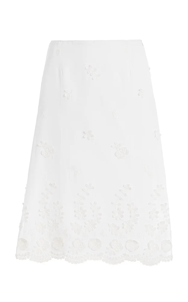 Malik Embellished Cotton Midi Skirt
