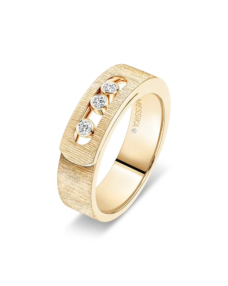 18K Gold Move Noa Diamond Ciselé Textured Ring, 0.10 tcw