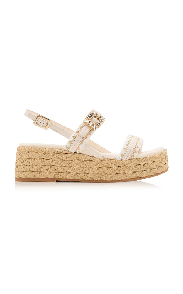Summer Crystal Raffia Espadrille Sandals