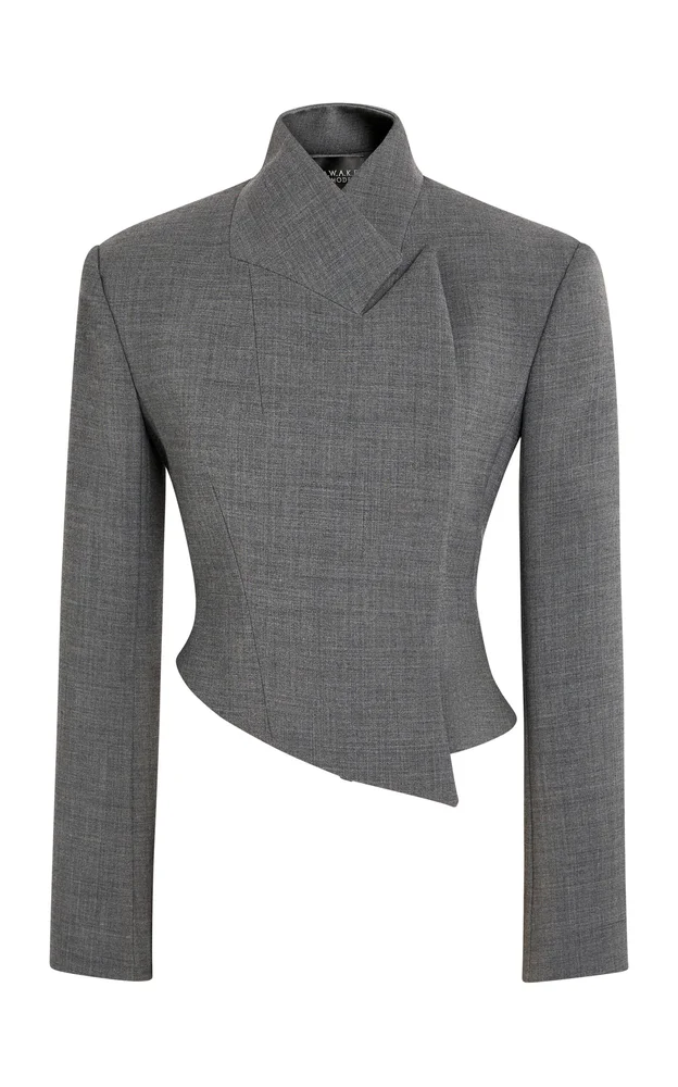 Cropped Double-Breasted Crepe Jacket