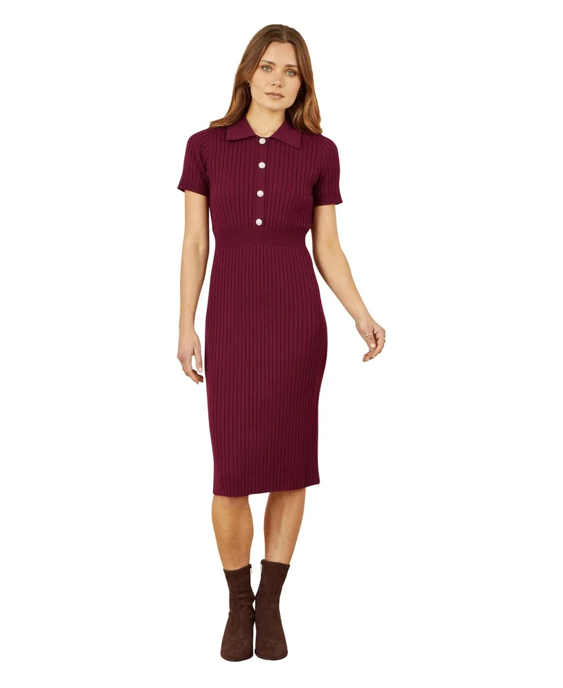 Fitted Rib Knitted Midi Dress