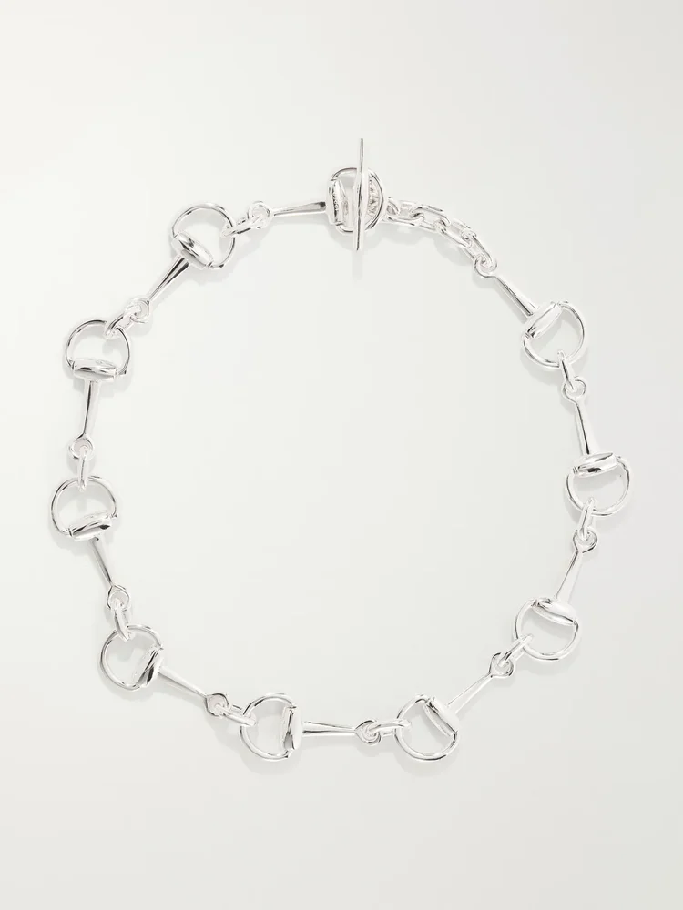 Horsebit silver-tone necklace