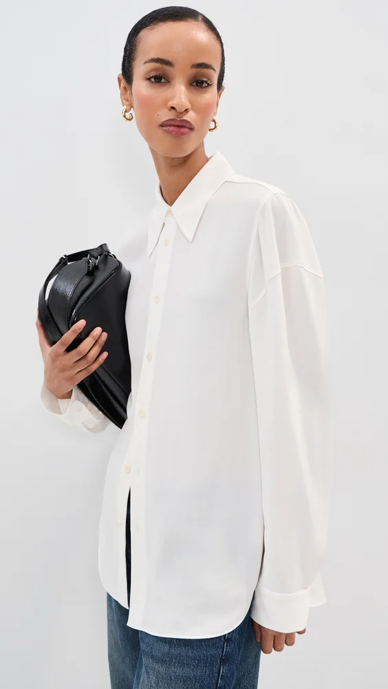 Soft Drape Hinged Button Down Shirt