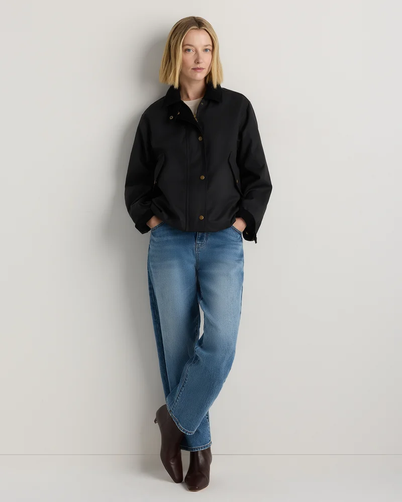 Quince Organic Waxed Cotton Cropped Barn Jacket