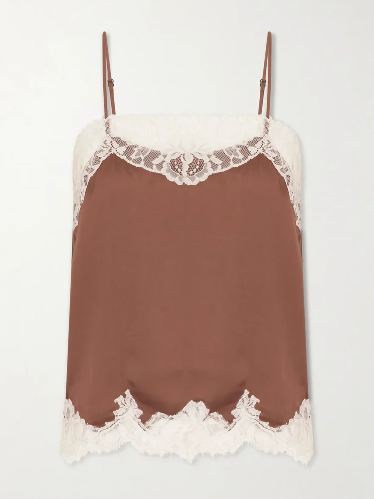 marisol lace trimmed satin tank