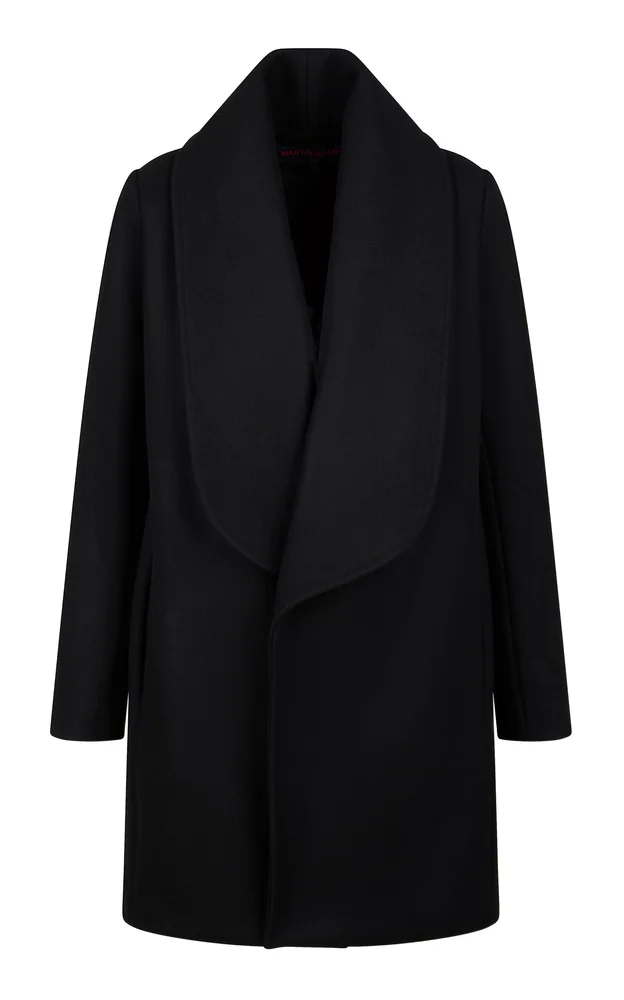 Wool-Blend Fitted Shawl Collar Coat