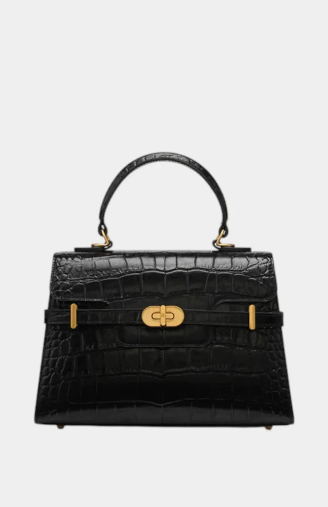 Kensington, Croc Embossed Leather Top Handle Bag