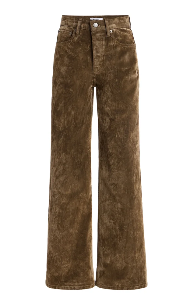 Flock Stretch High-Rise Wide-Leg Jeans
