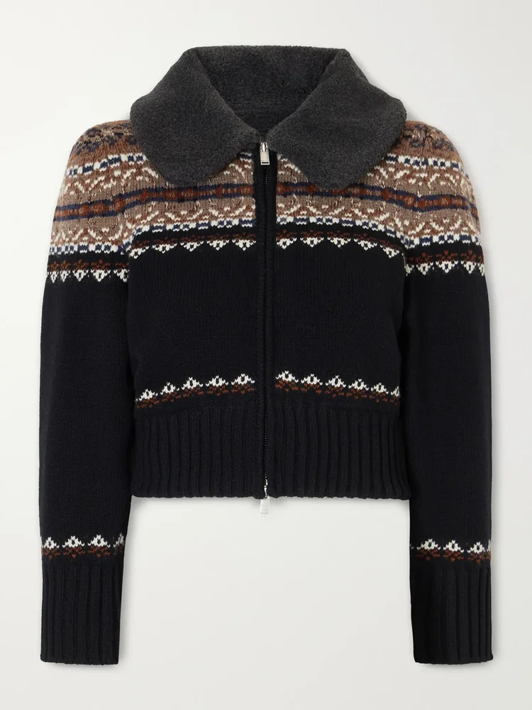 Fair Isle wool zip-up cardigan