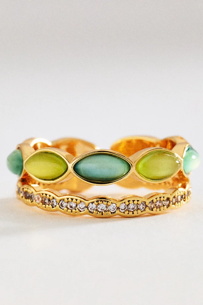 Gemstone Stacking Ring, Set of 2