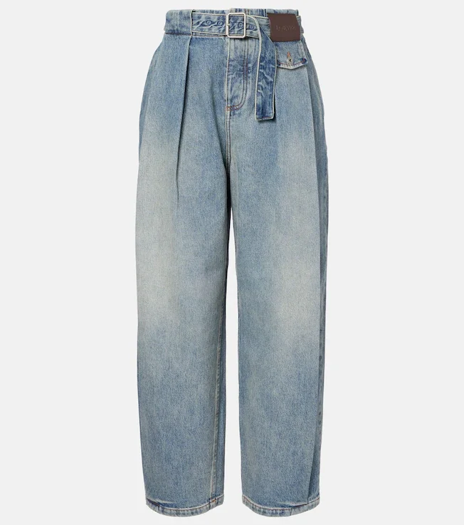 Pleated wide-leg jeans