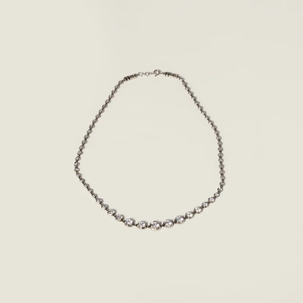 Metal necklace with crystals
