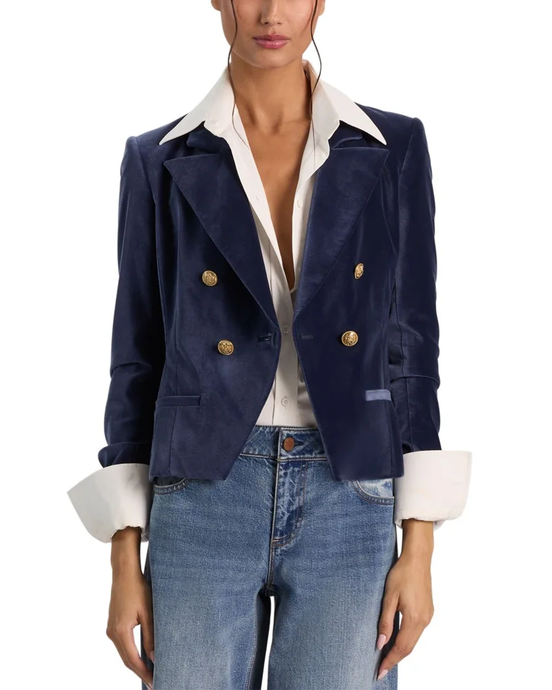 Velvet Double Breasted Blazer