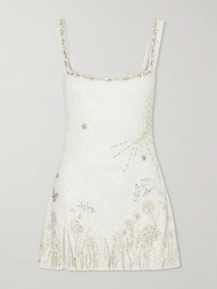 Wildflower crystal-embellished stretch-satin mini dress
