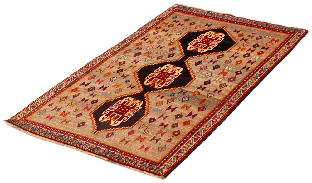 Hand Knotted Melis Vintage Khaki Wool Rug