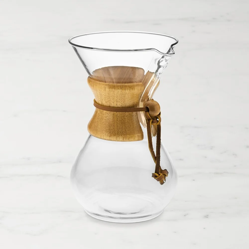 Pour-Over Glass Coffee Maker with Wood Collar
