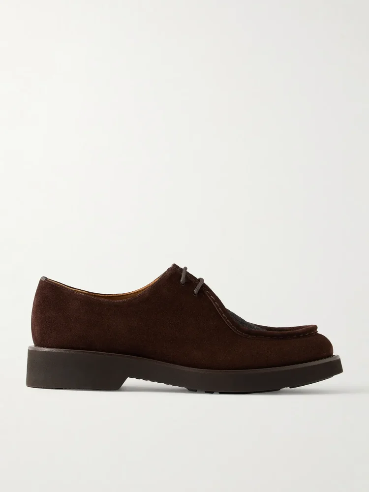 Nelly wool-trimmed suede brogues