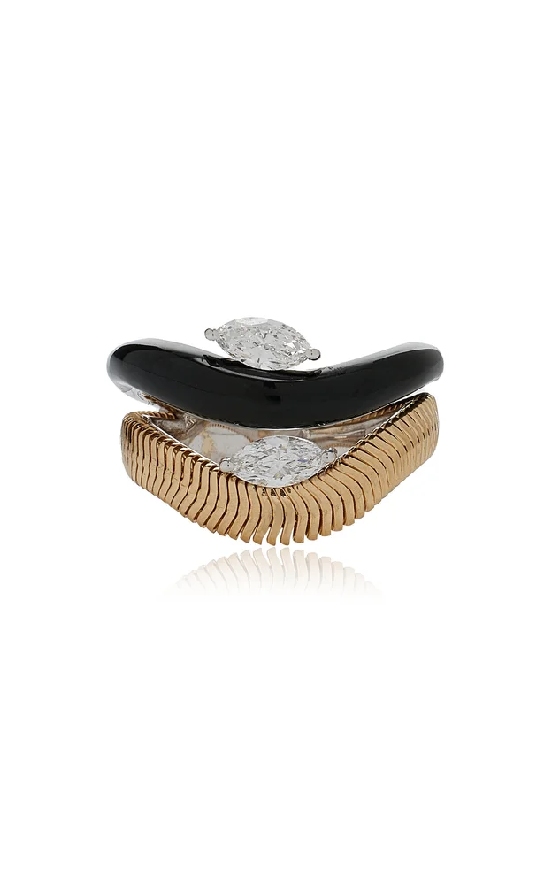 18K White and Yellow Gold Feelings Double Diamond Ring