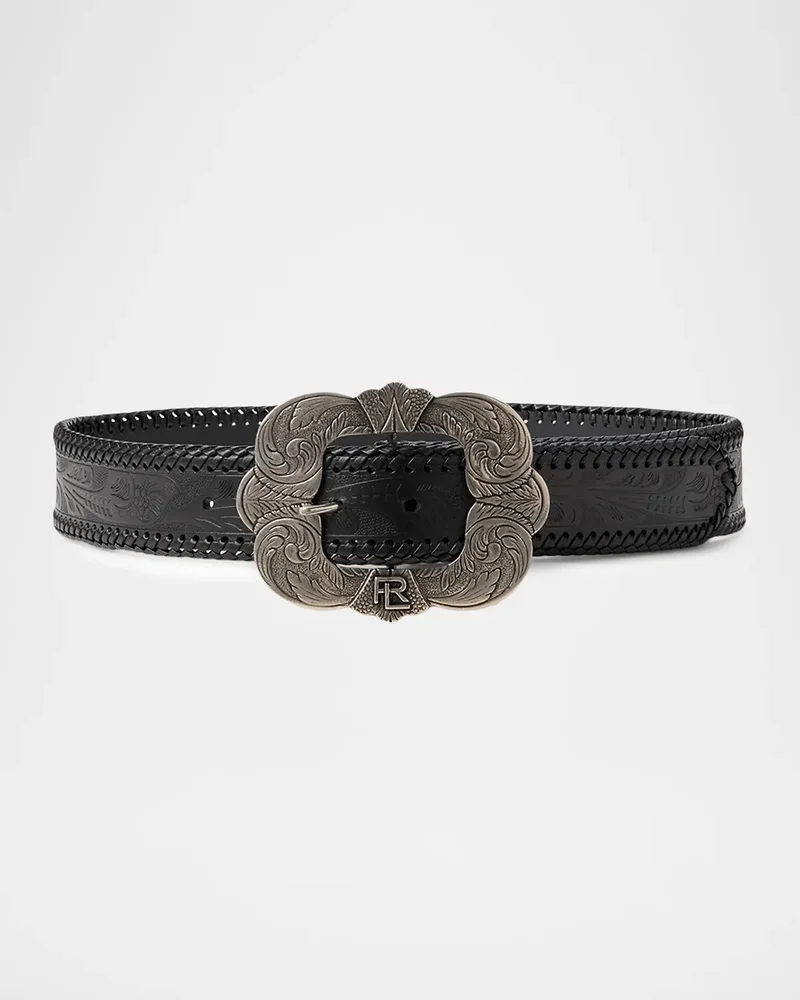 Embossed Leather Western Belt