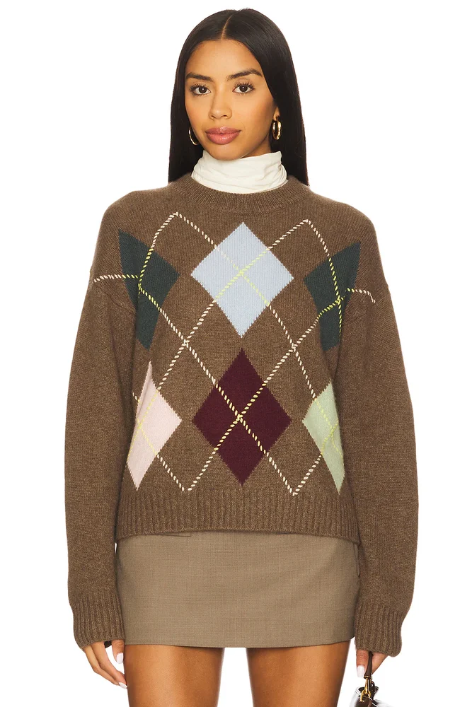 Cashmere Argyle Crew Sweater