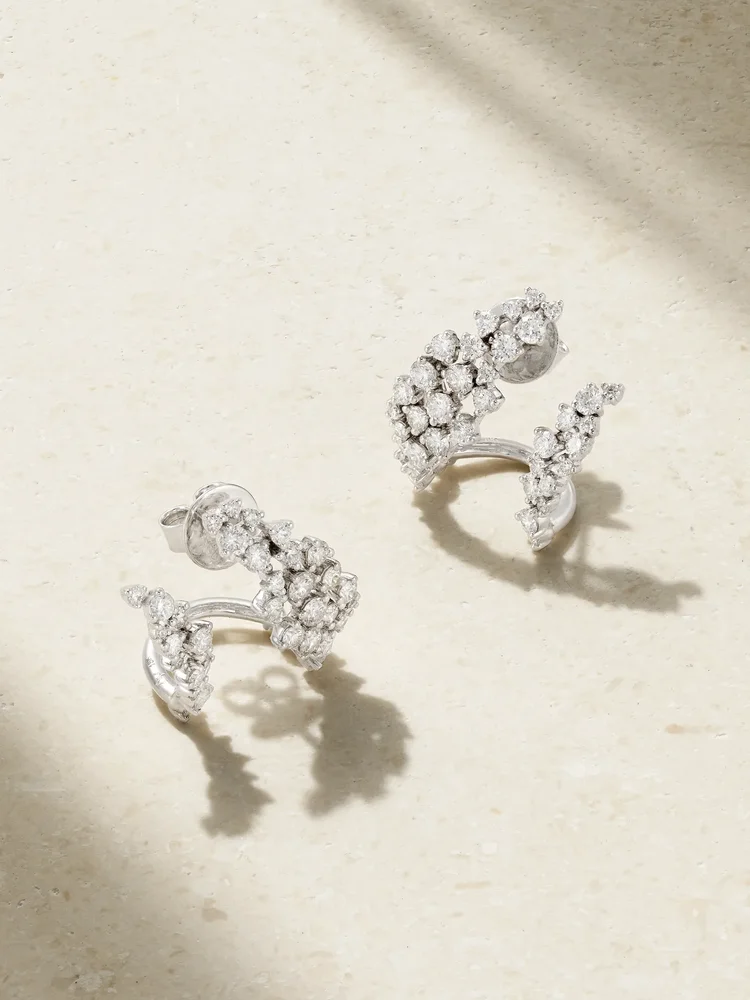 Scatter Wrap 18-karat white gold diamond earrings
