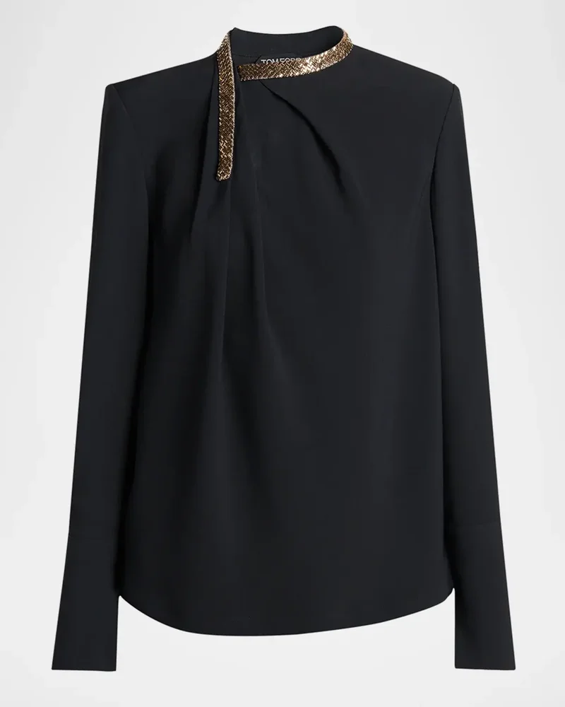 Asymmetric Golden Collar Top