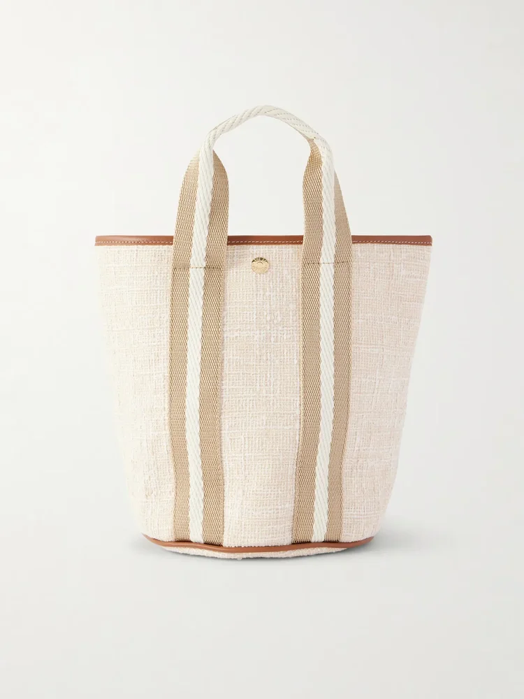 Cruise small leather-trimmed tweed tote