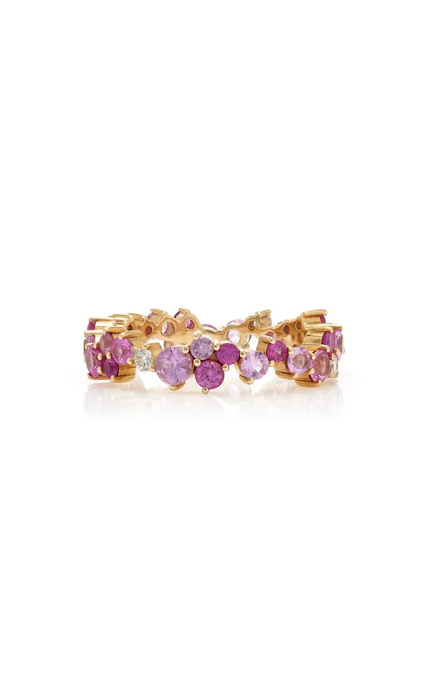 14K Gold, Diamond, and Pink Sapphire Cocktail Eternity Ring