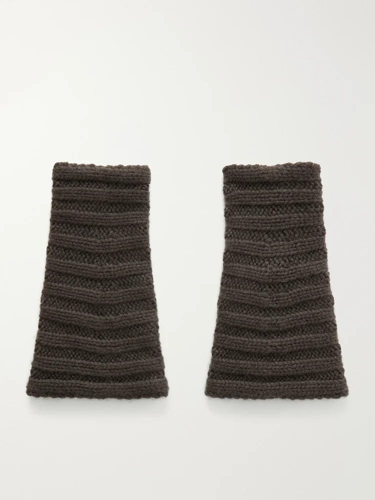 Zarie ribbed cashmere fingerless gloves