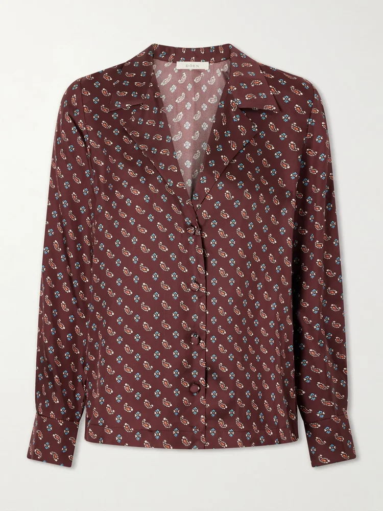 Dorsia printed silk-blend satin shirt