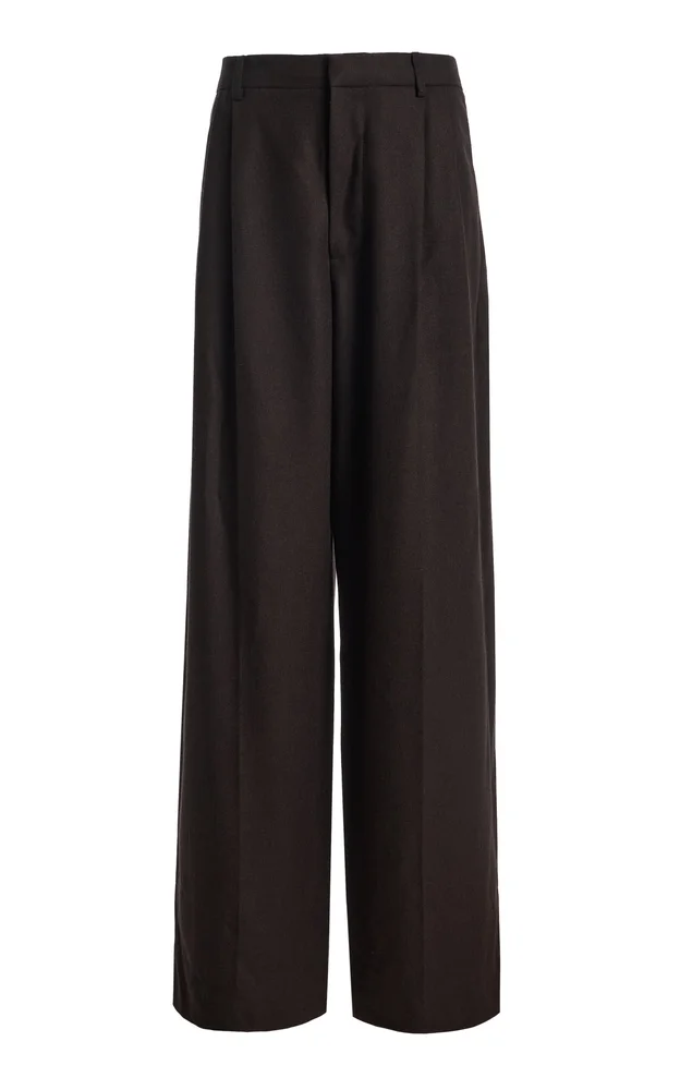 Sathia Felted Wool Wide-Leg Pants