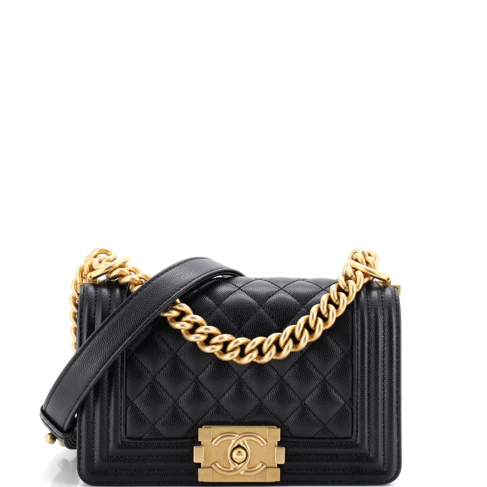 Pre-Owned Boy Flap Bag Quilted Caviar Small