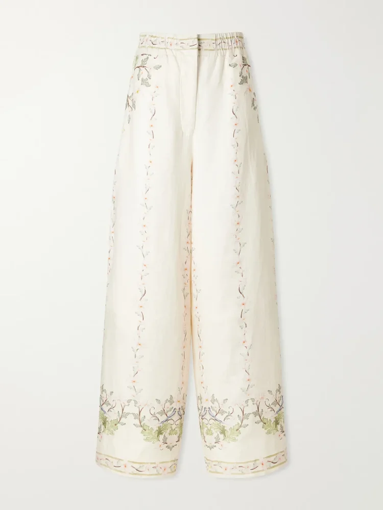 tota anhelo floral printed linen straight leg pants