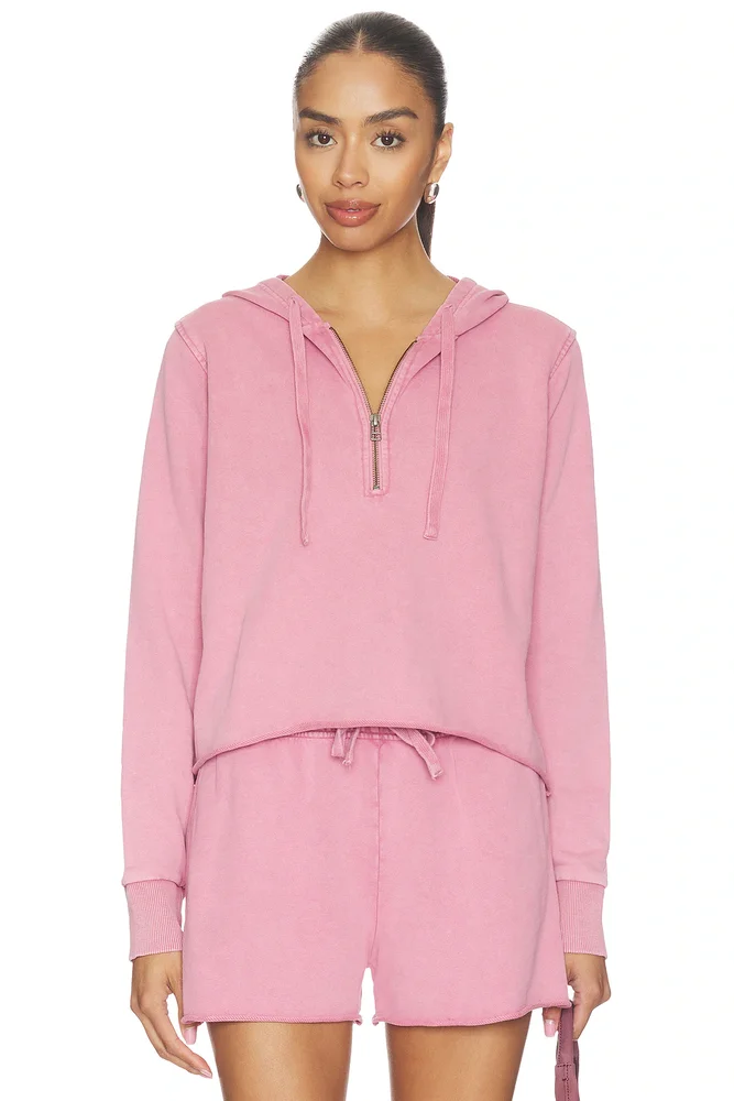 Half Zip Crop Hoodie