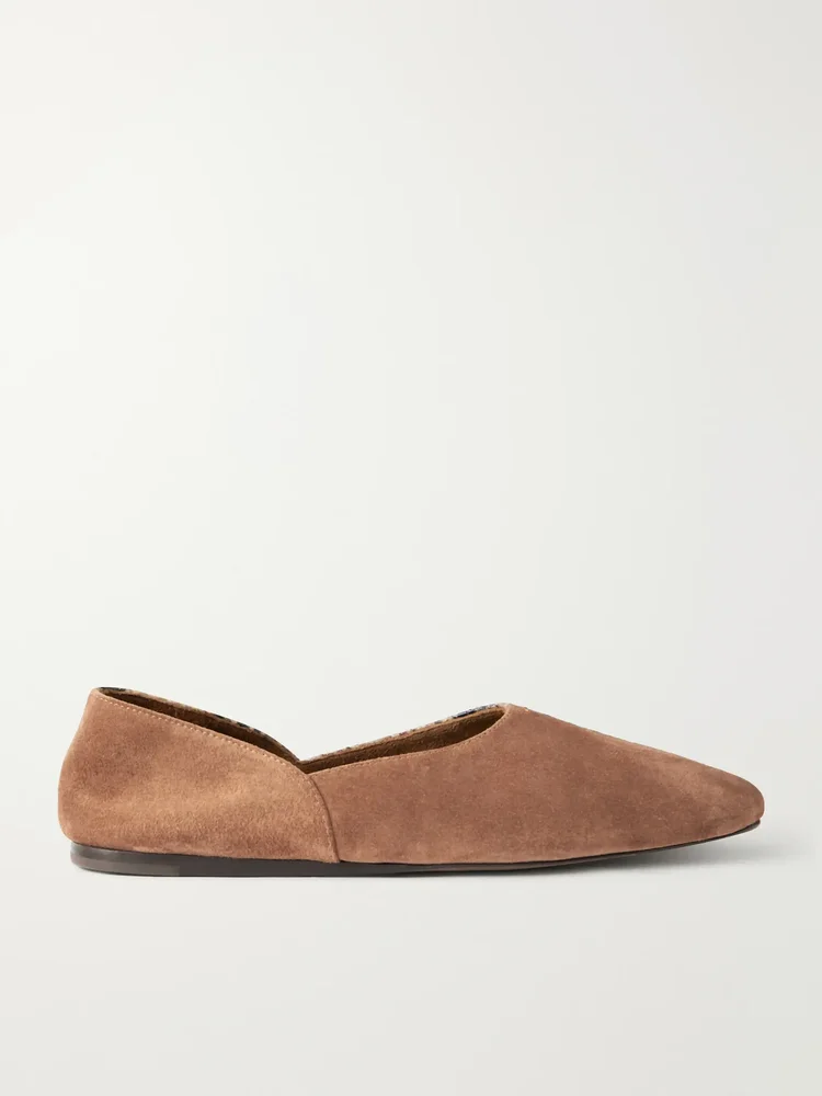 Jane suede and snake-effect leather moccasins