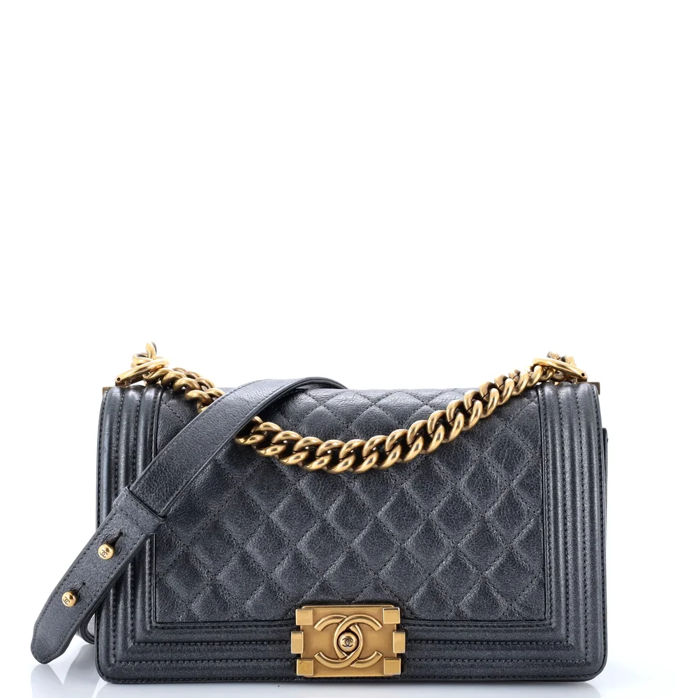 Pre-Owned Boy Flap Bag Quilted Iridescent Calfskin Old Medium